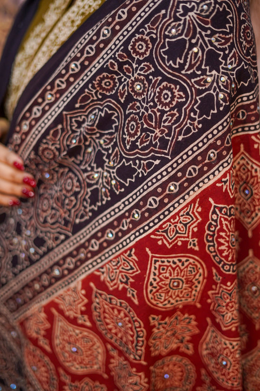 Nigaah Ajrak Chaddar 2 Tone - Maroon
