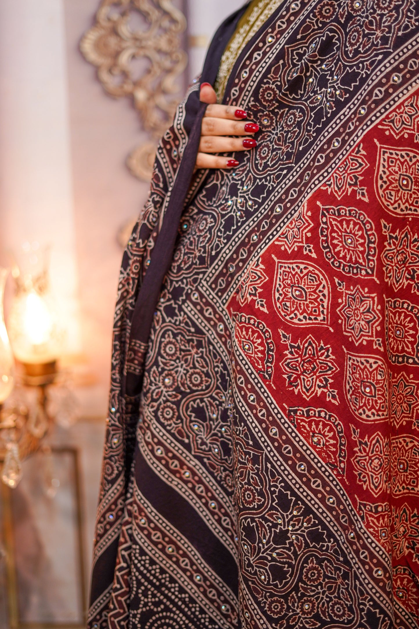 Nigaah Ajrak Chaddar 2 Tone - Maroon