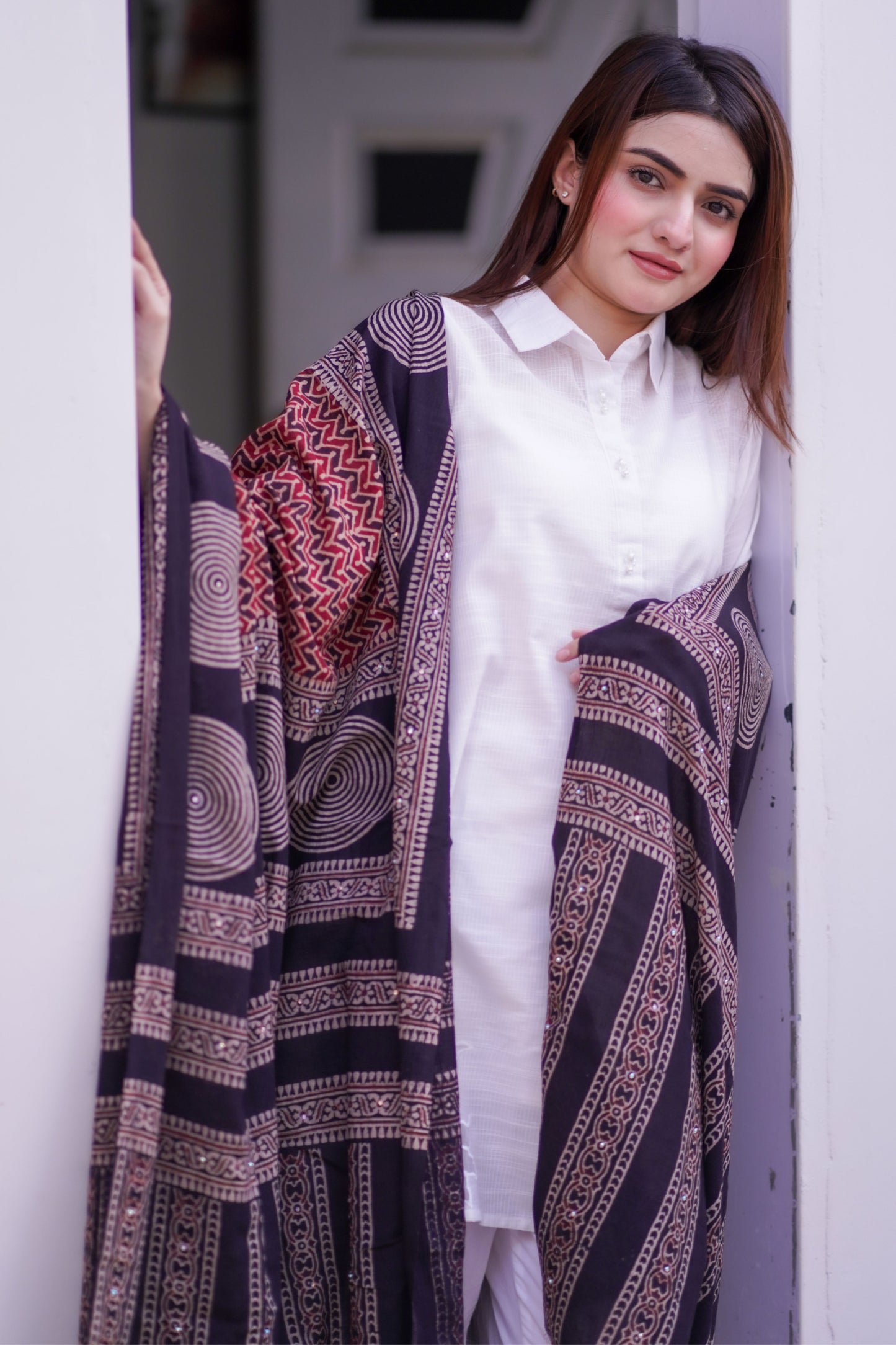 Sukoon Ajrak Chaddar 2 Tone - Maroon