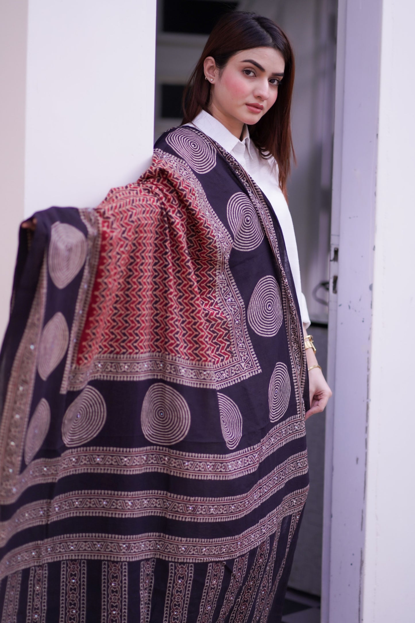 Sukoon Ajrak Chaddar 2 Tone - Maroon