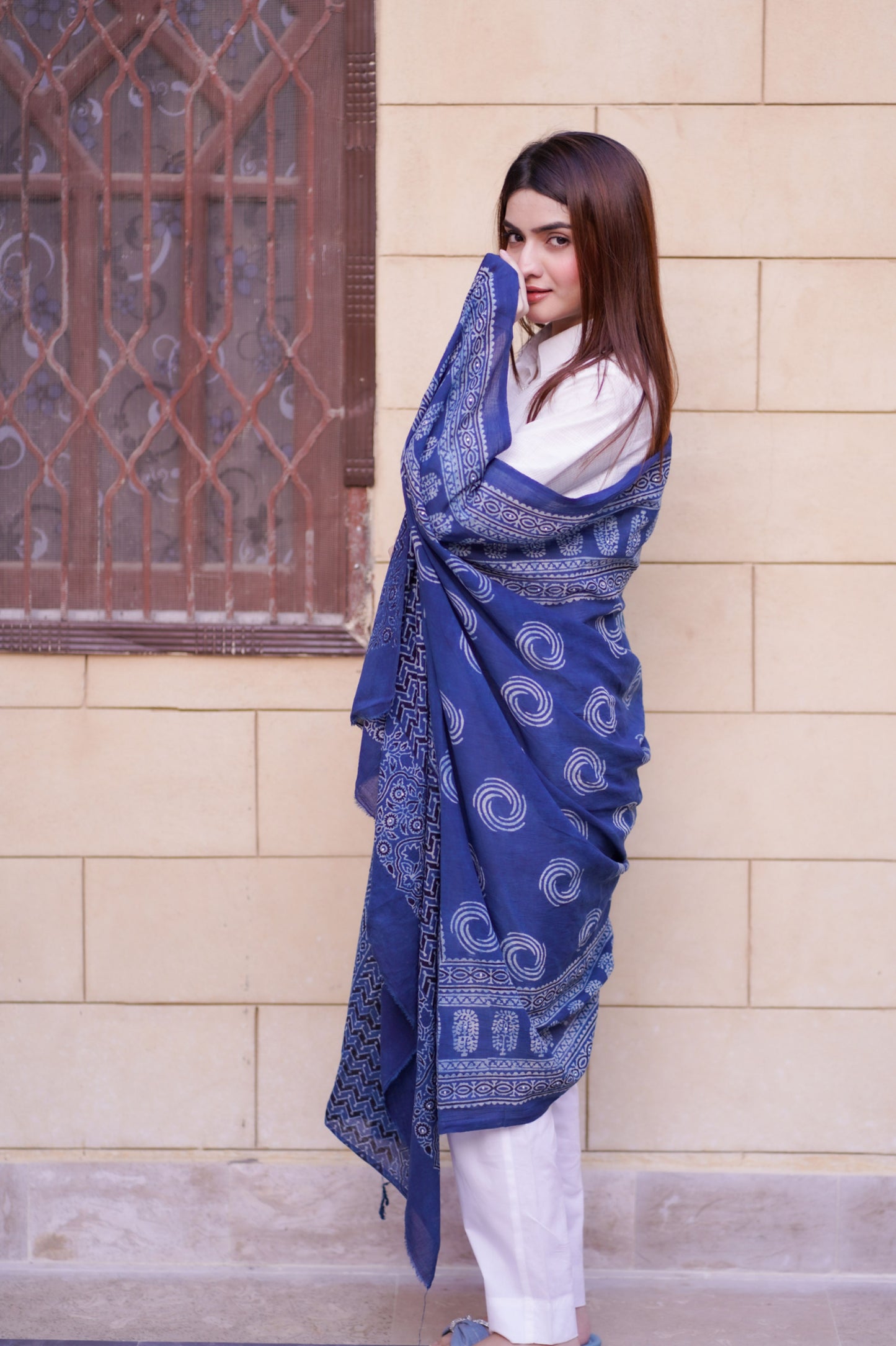 Afsana Ajrak Chaddar - Blue
