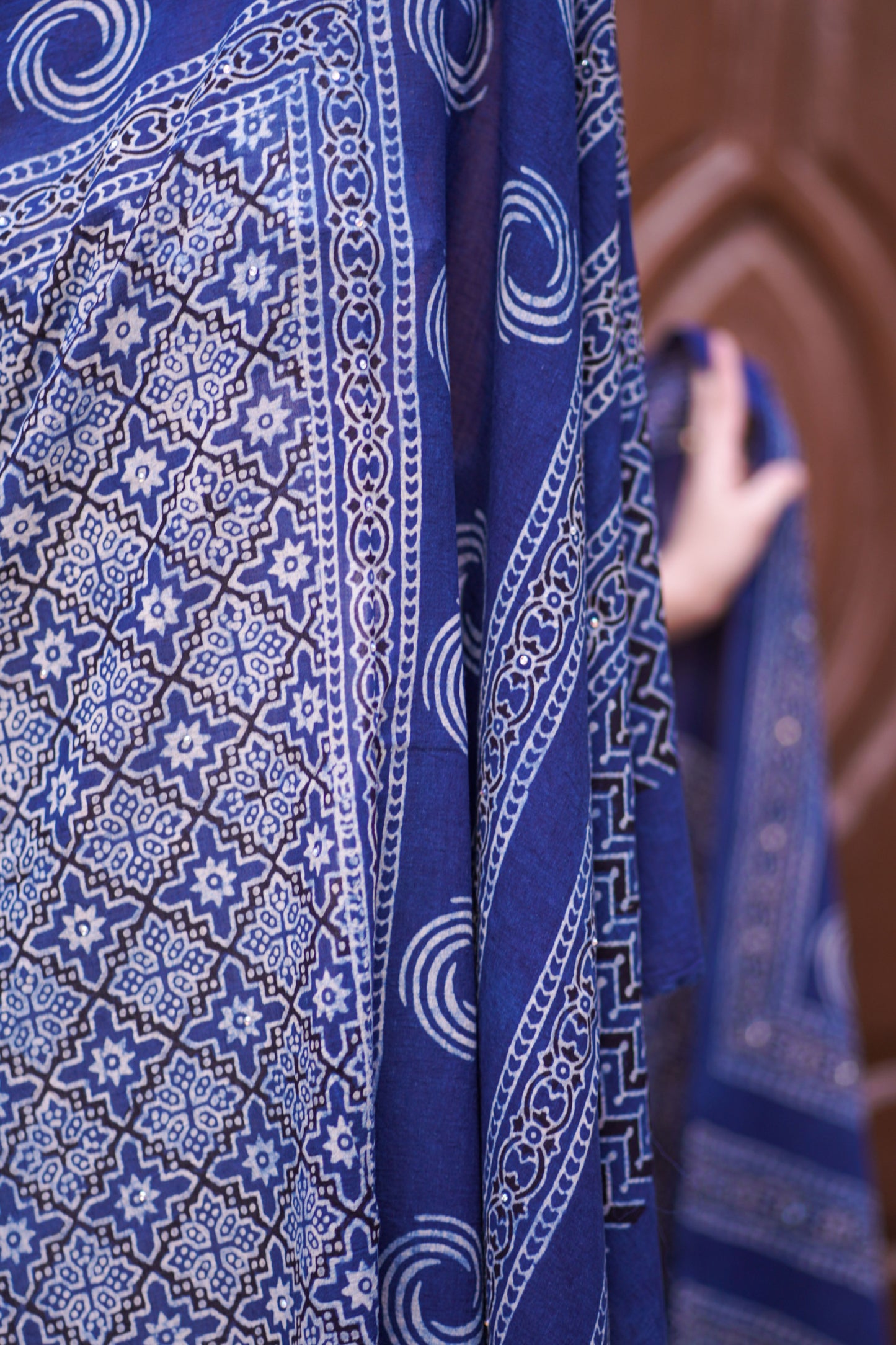 Aaina Ajrak Chaddar - Blue