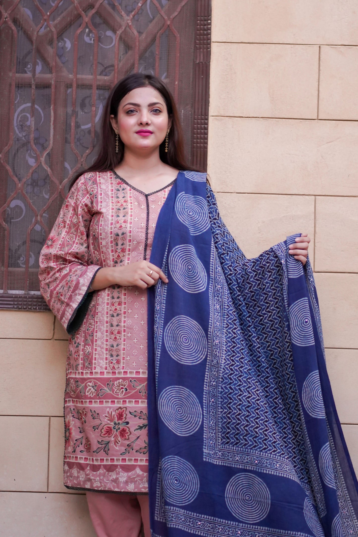 Sukoon Ajrak Chaddar - Blue