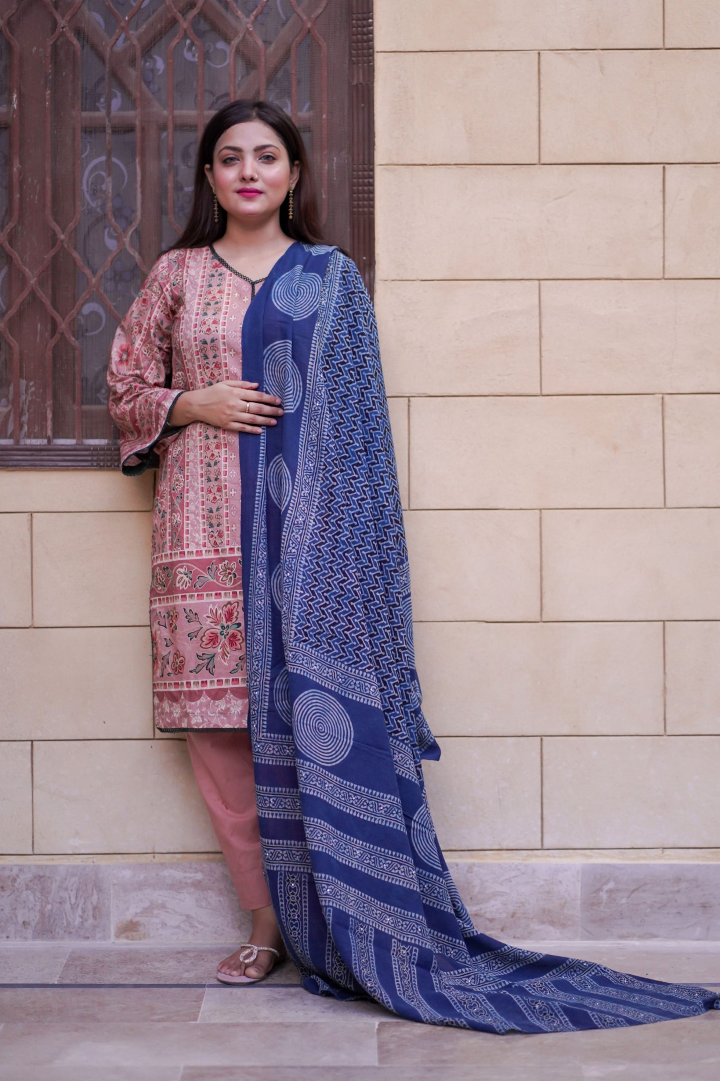 Sukoon Ajrak Chaddar - Blue