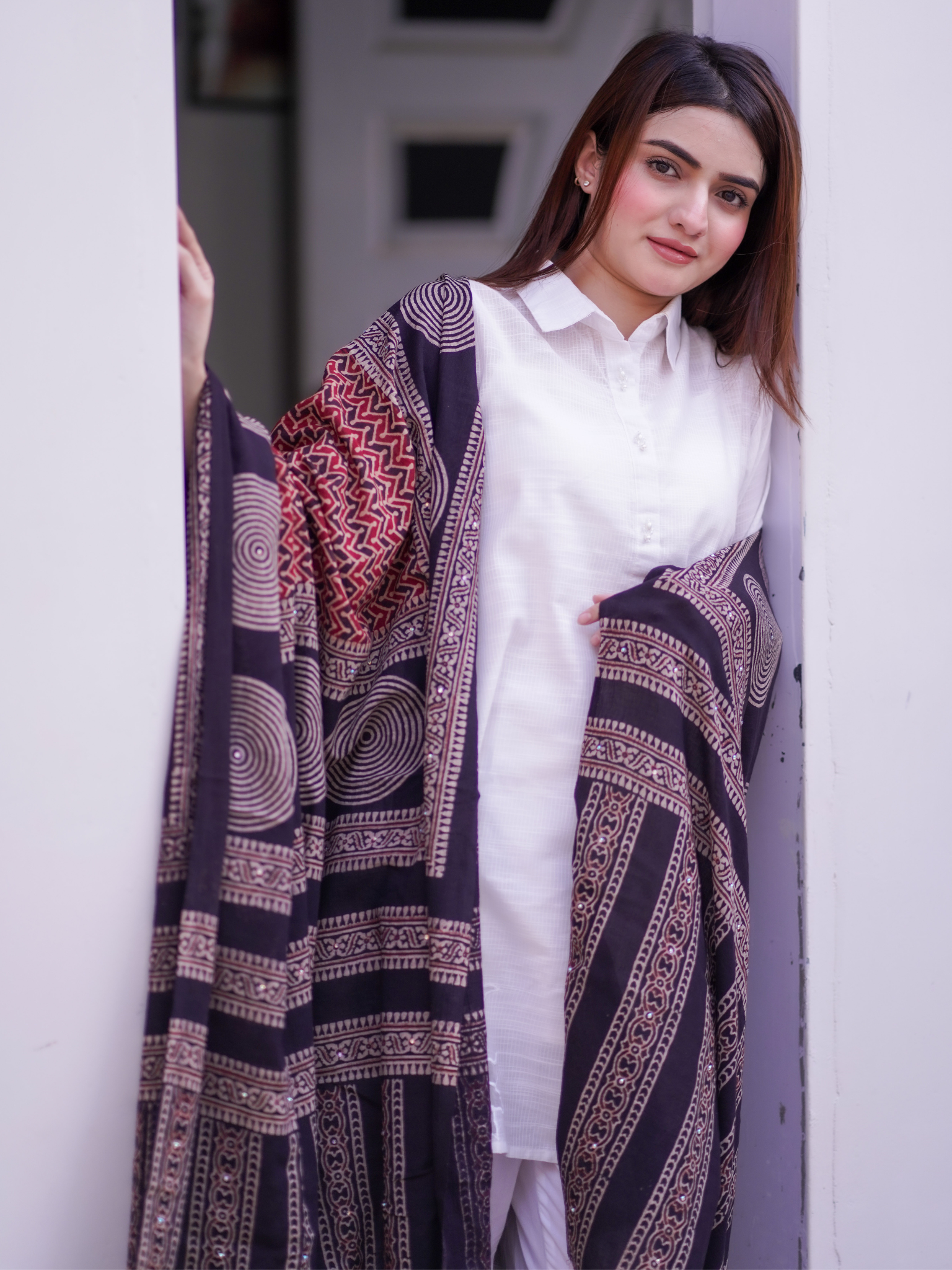 Sukoon Ajrak Chaddar 2 Tone - Maroon