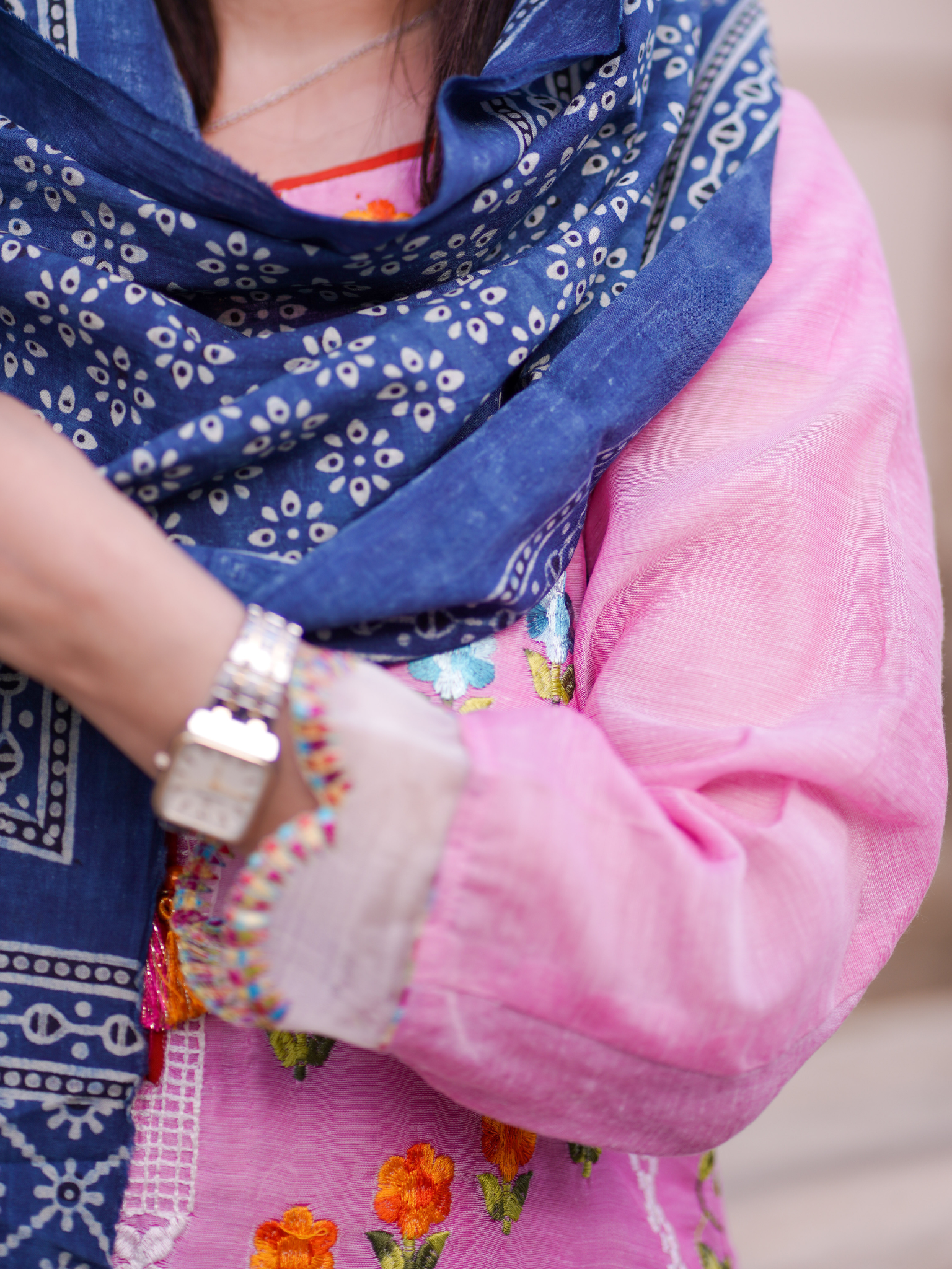 Nargis Ajrak Scarf - Blue