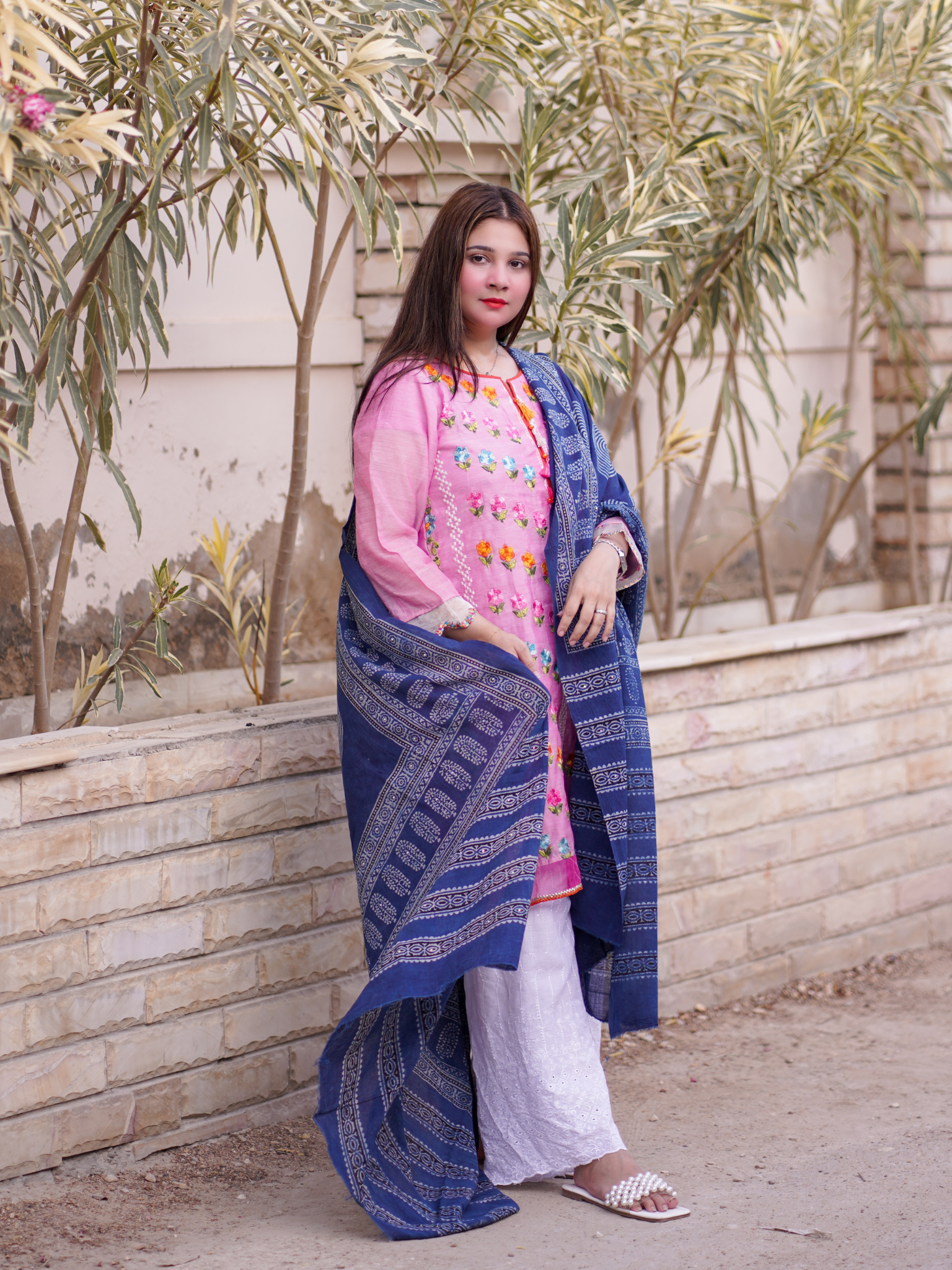 Noor Ajrak Chaddar - Blue