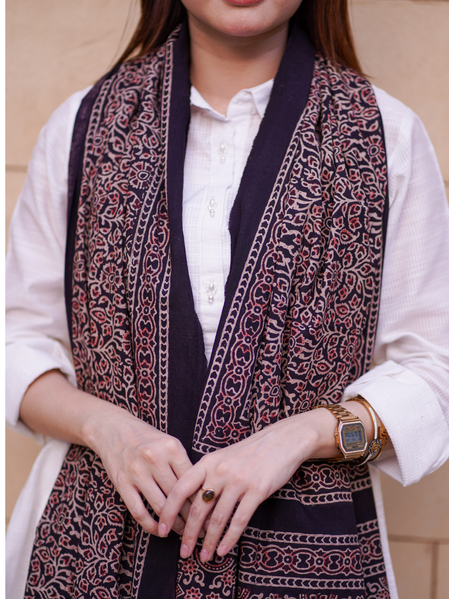 Mehak Ajrak Scarf - Black