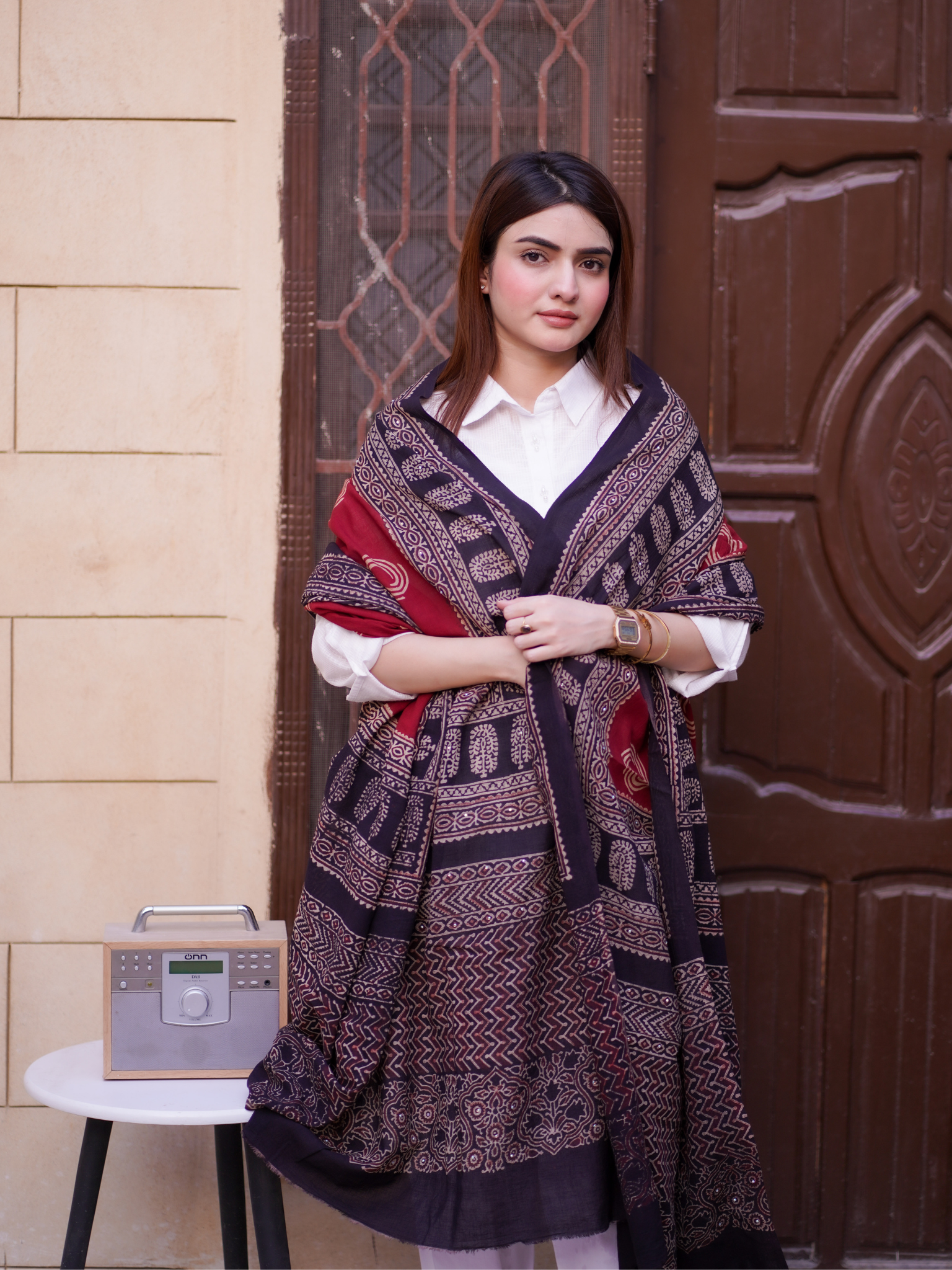 Afsana Ajrak Chaddar 2 Tone - Maroon