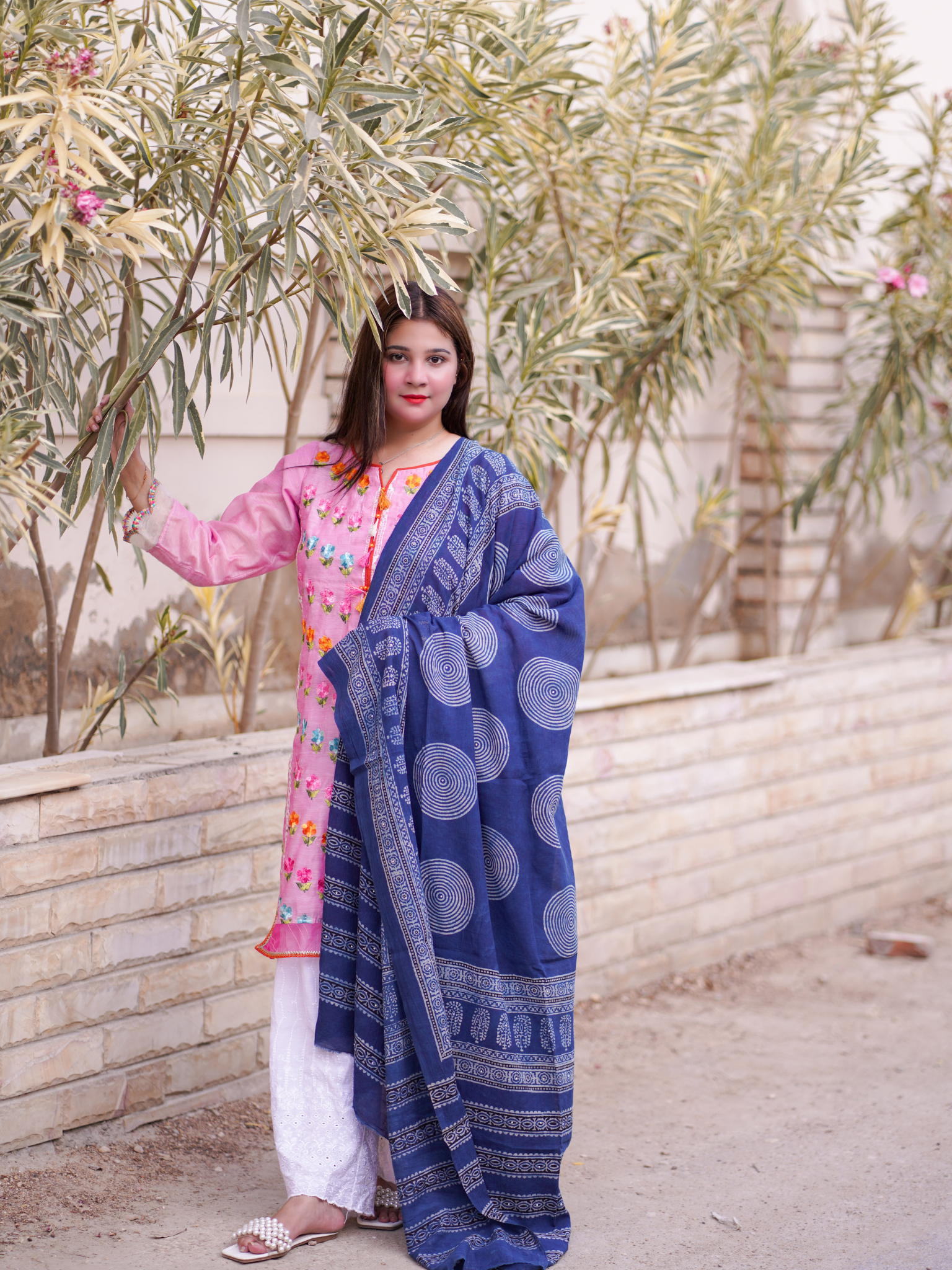 Noor Ajrak Chaddar - Blue