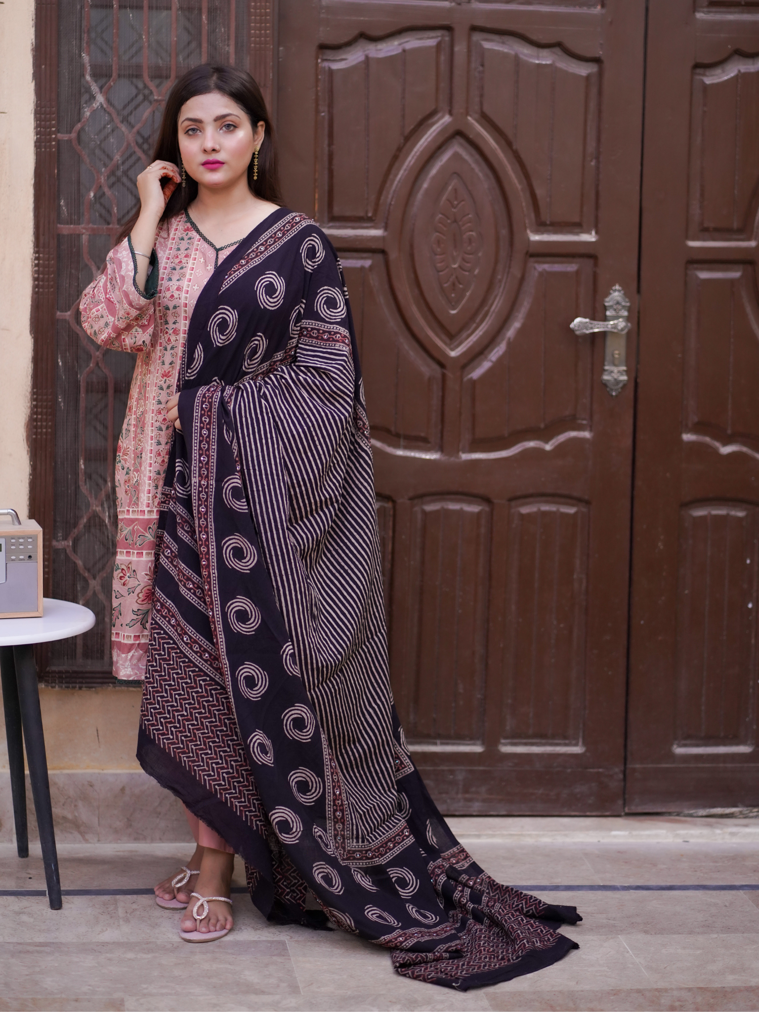 Mirsa Ajrak Chaddar - Black