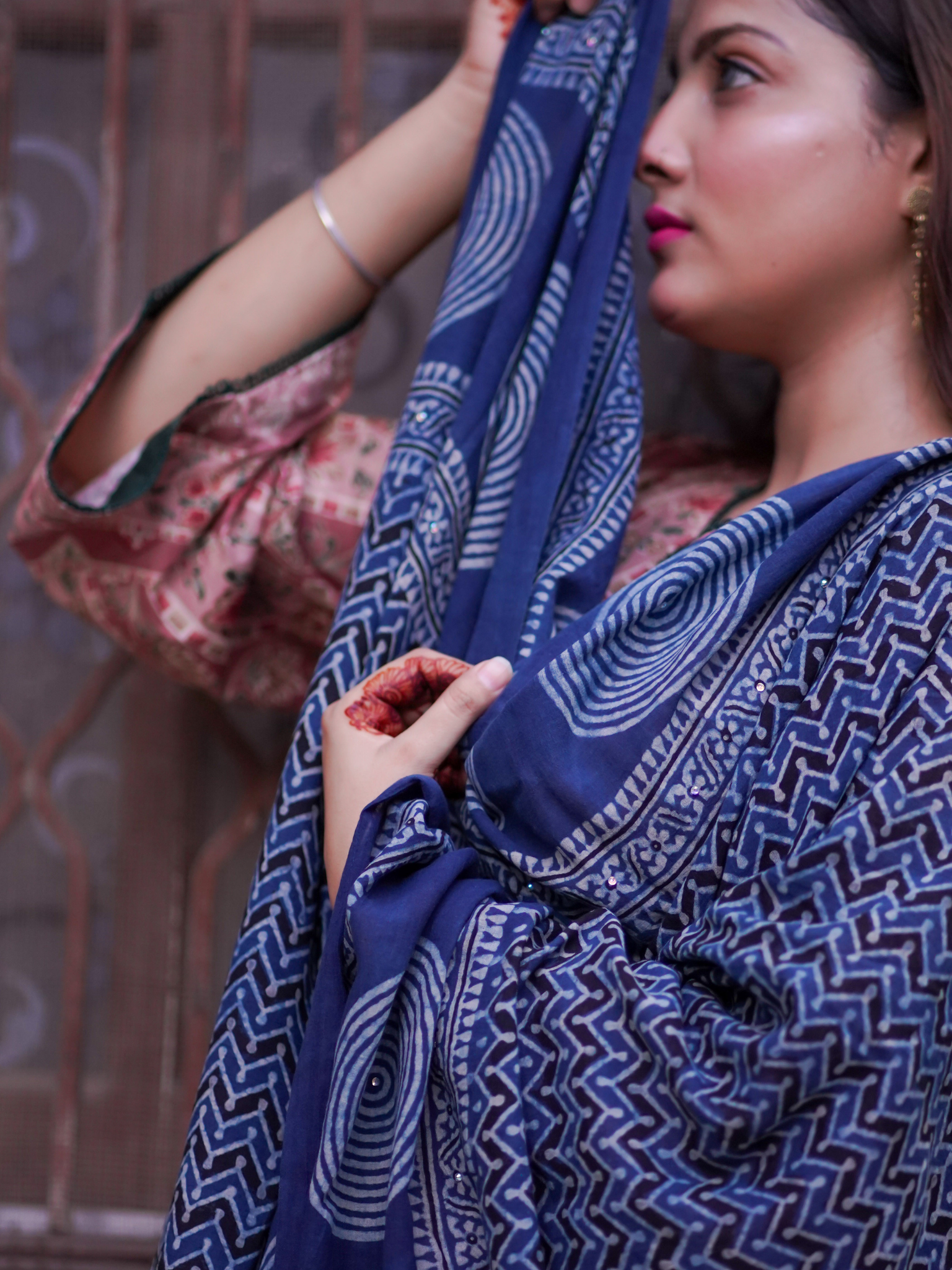 Sukoon Ajrak Chaddar - Blue