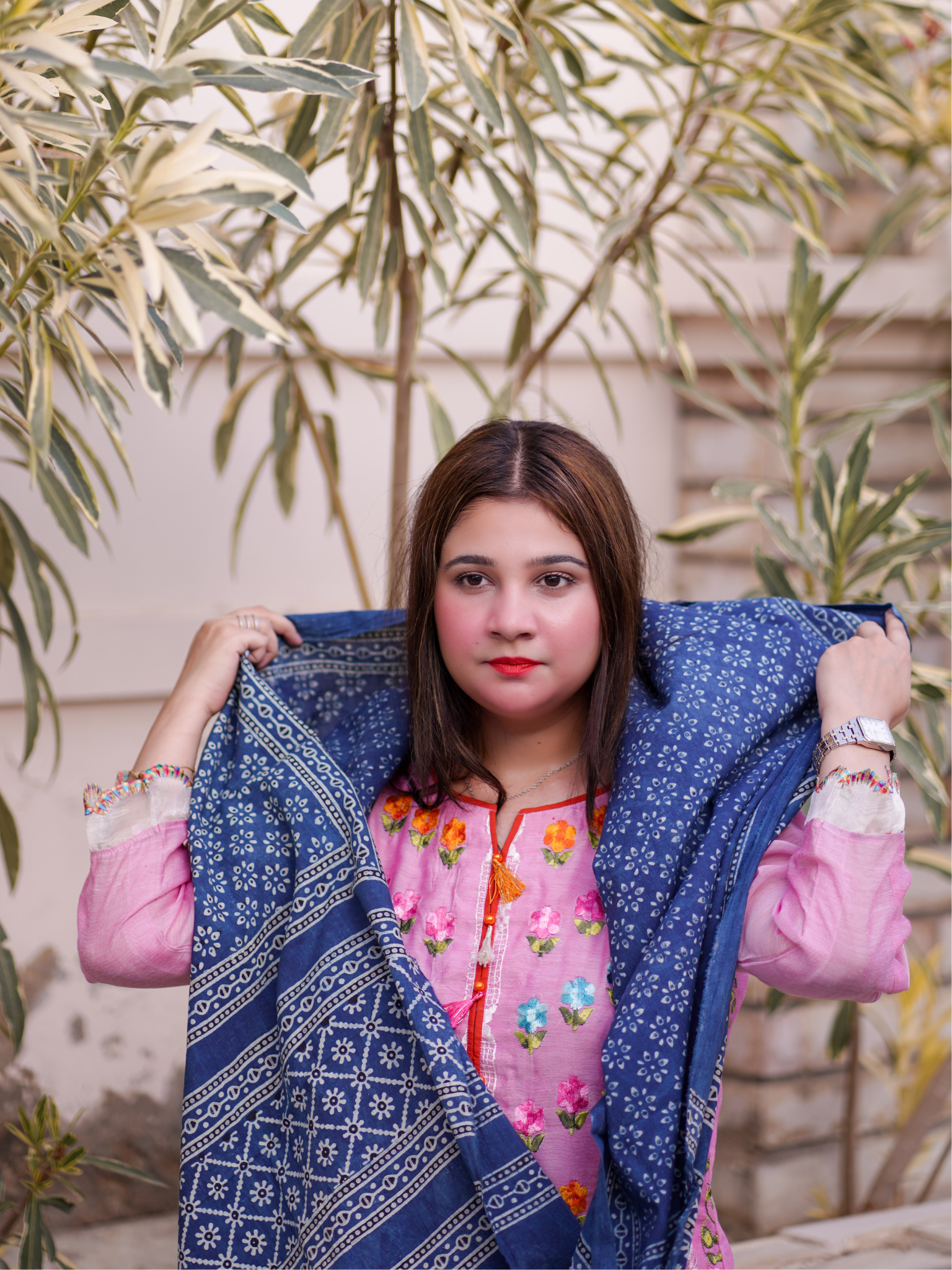 Nargis Ajrak Scarf - Blue