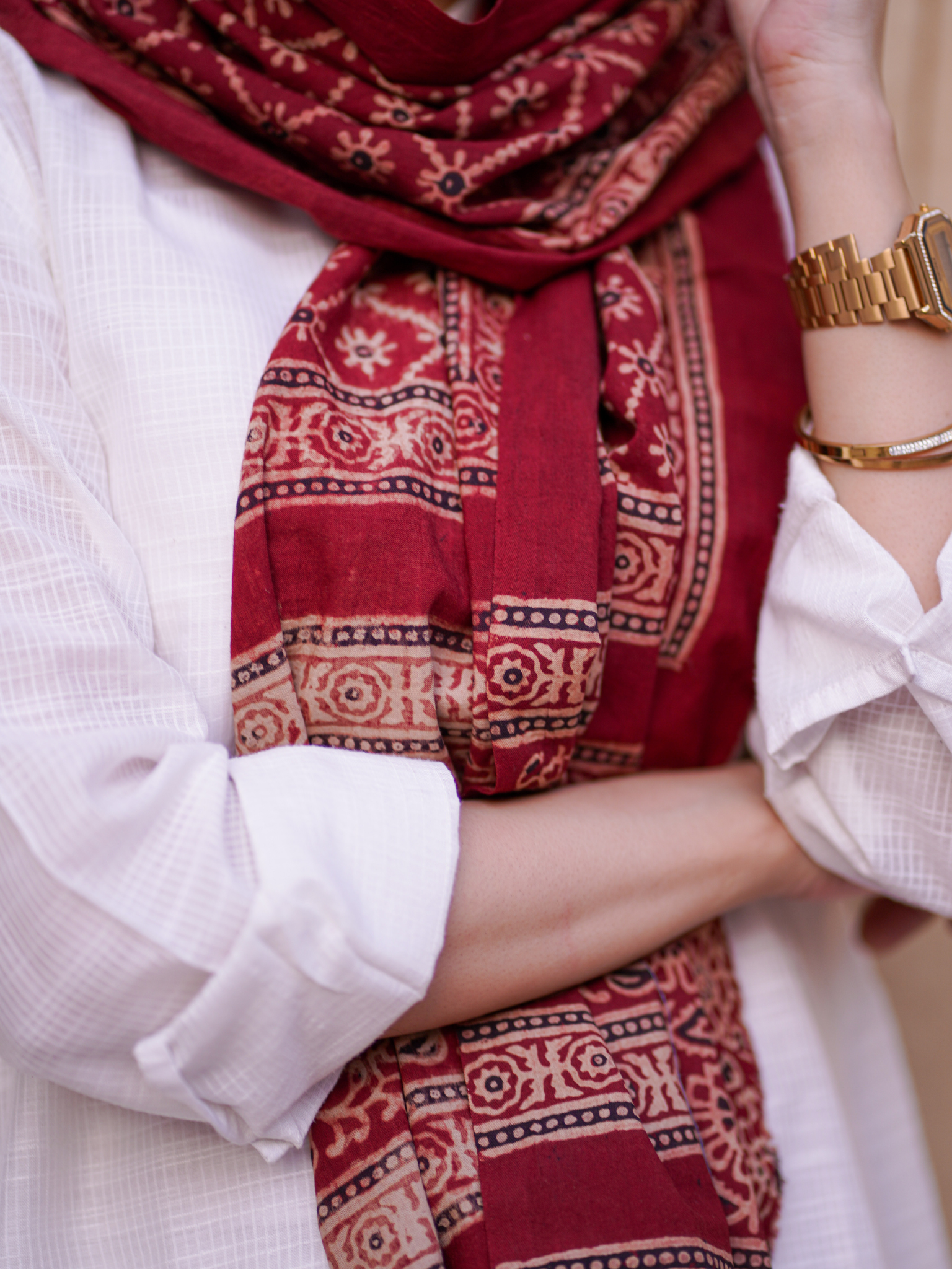 Nargis Ajrak Scarf - Maroon