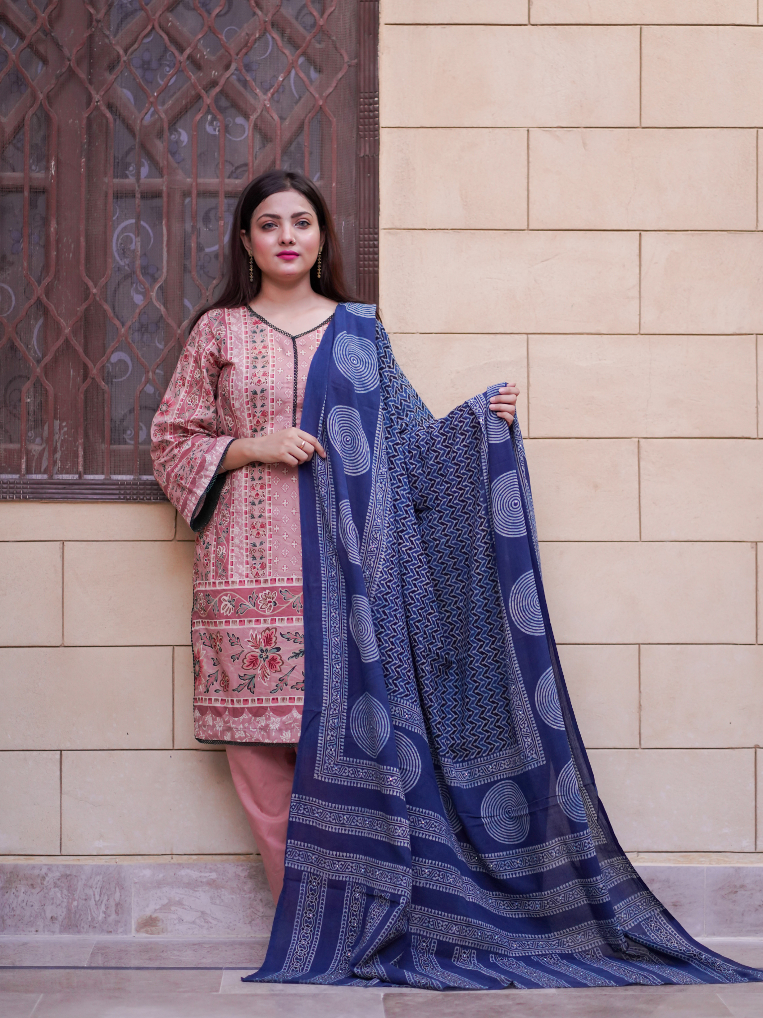 Sukoon Ajrak Chaddar - Blue