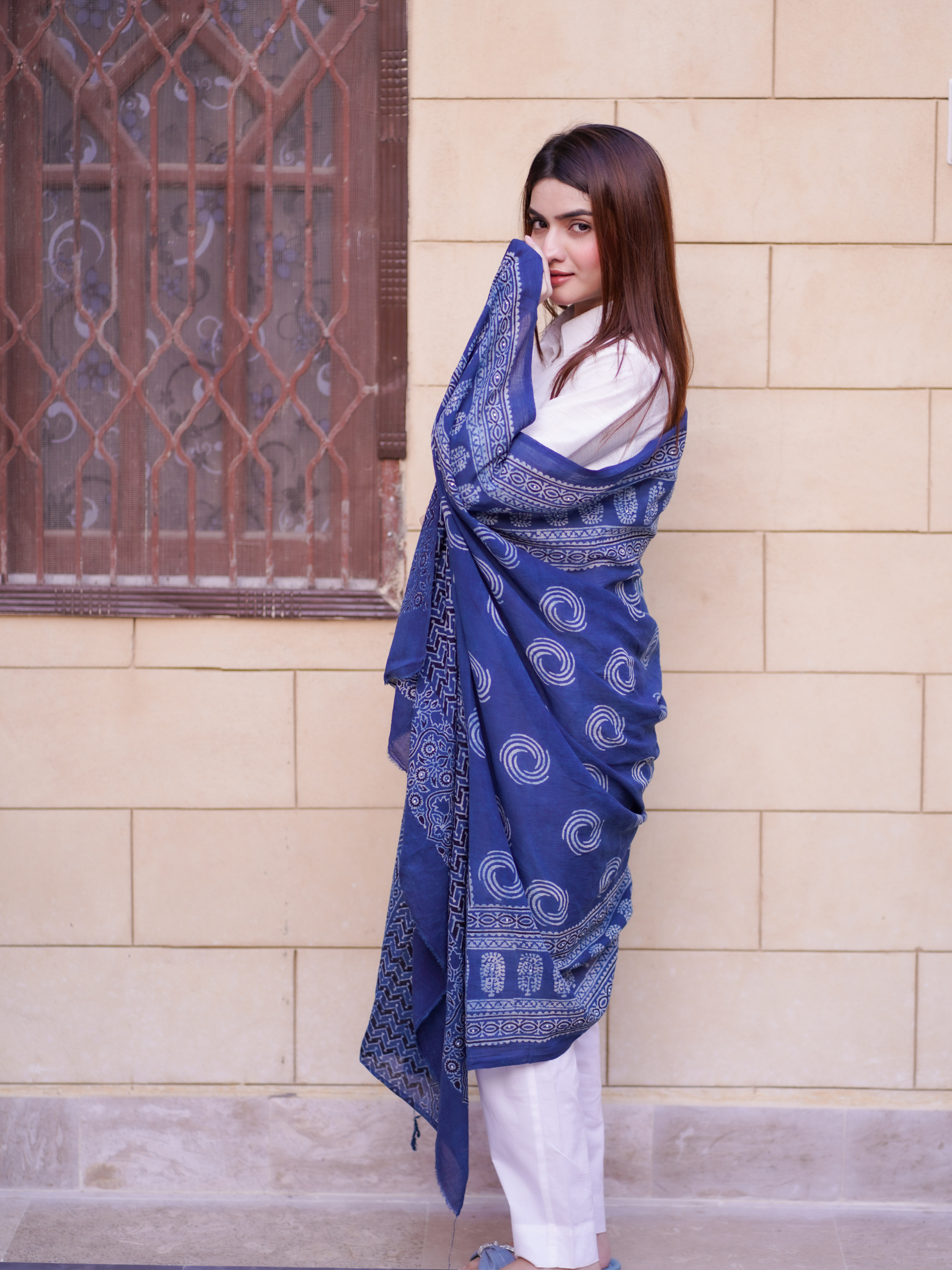 Afsana Ajrak Chaddar - Blue