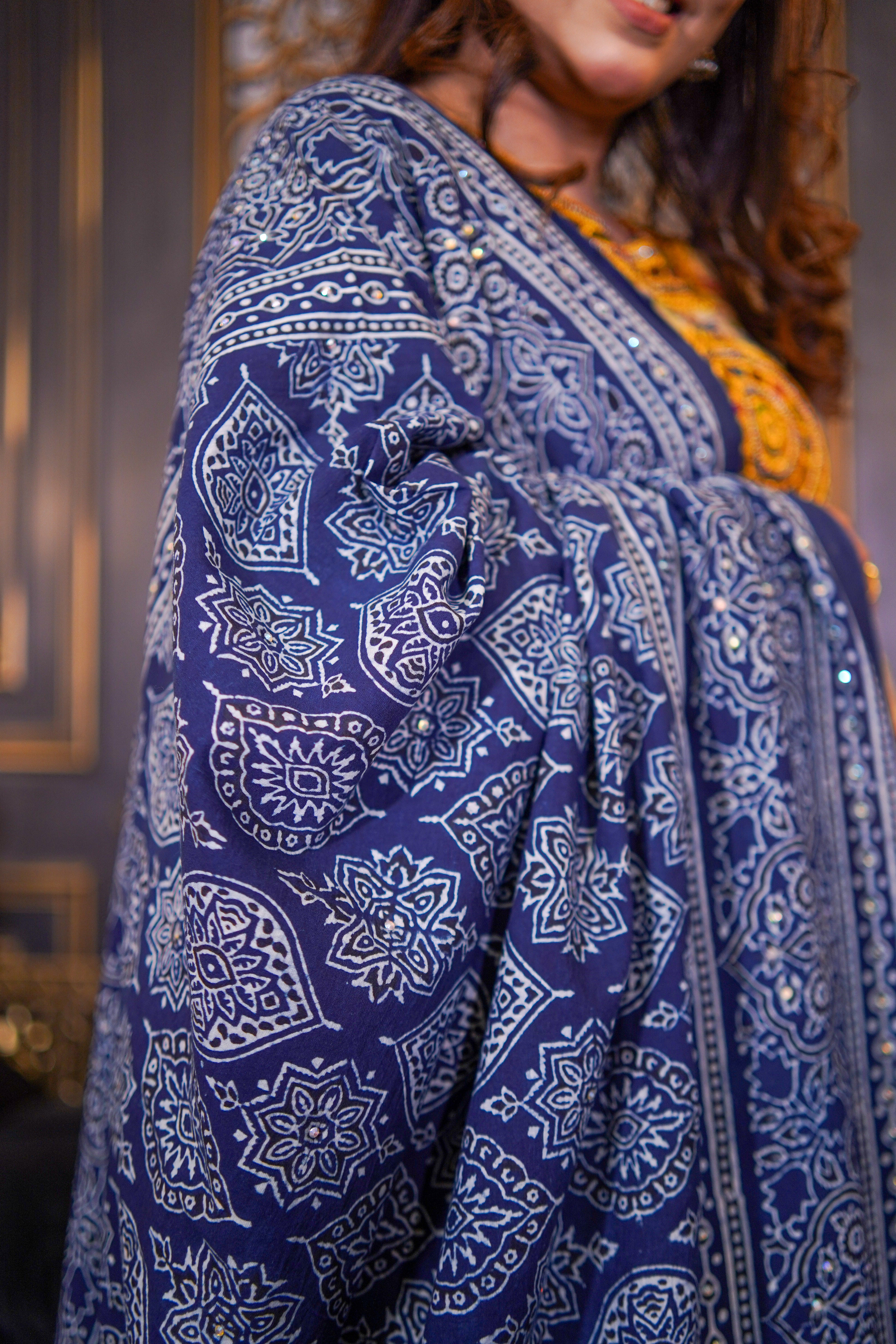 Nigaah Ajrak Chaddar - Blue