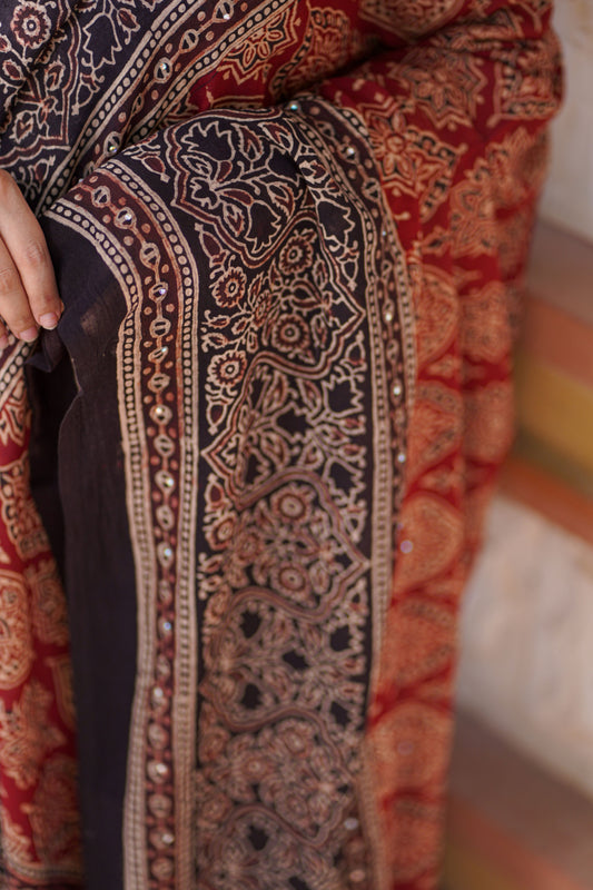 Nigaah Ajrak Chaddar 2 Tone - Maroon