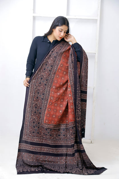 Zari Ajrak Chaddar 2 Tone  Maroon