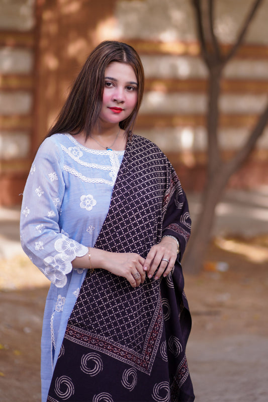 Sawan Ajrak Chaddar - Black