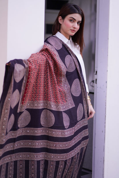 Sukoon Ajrak Chaddar 2 Tone - Maroon