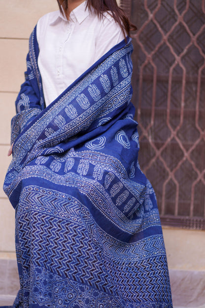 Afsana Ajrak Chaddar - Blue