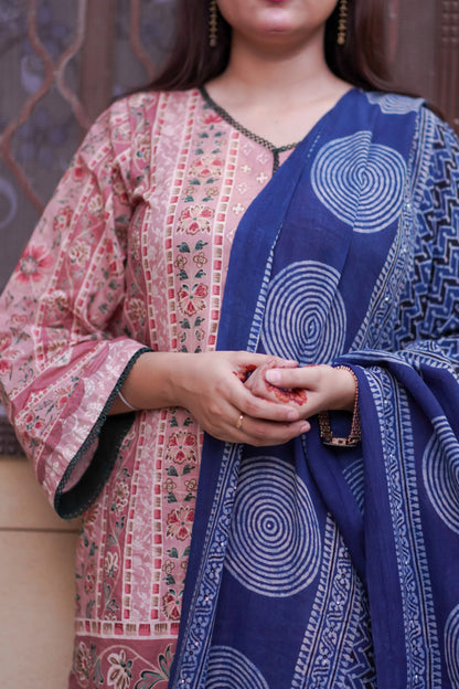 Sukoon Ajrak Chaddar - Blue