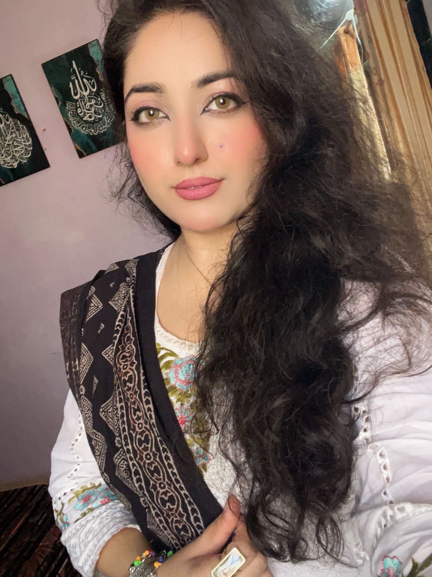Abeer Ajrak Scarf - Black