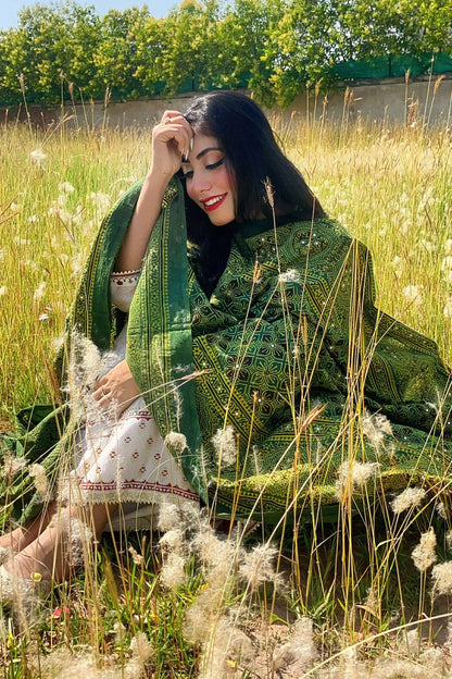 Rangrez Ajrak Chaddar – Green