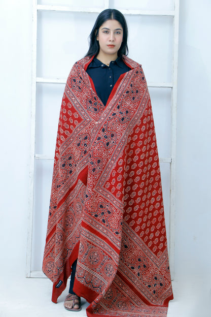 Tehzeeb Ajrak Chaddar  Maroon