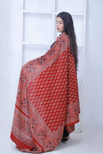 Tehzeeb Ajrak Chaddar  Maroon